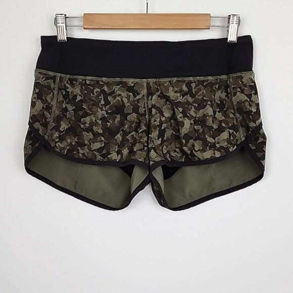 Lululemon Run Speed Short Mystic Jungle Fatigue Camo Green Black Stretch Size 6 - Picture 7 of 16